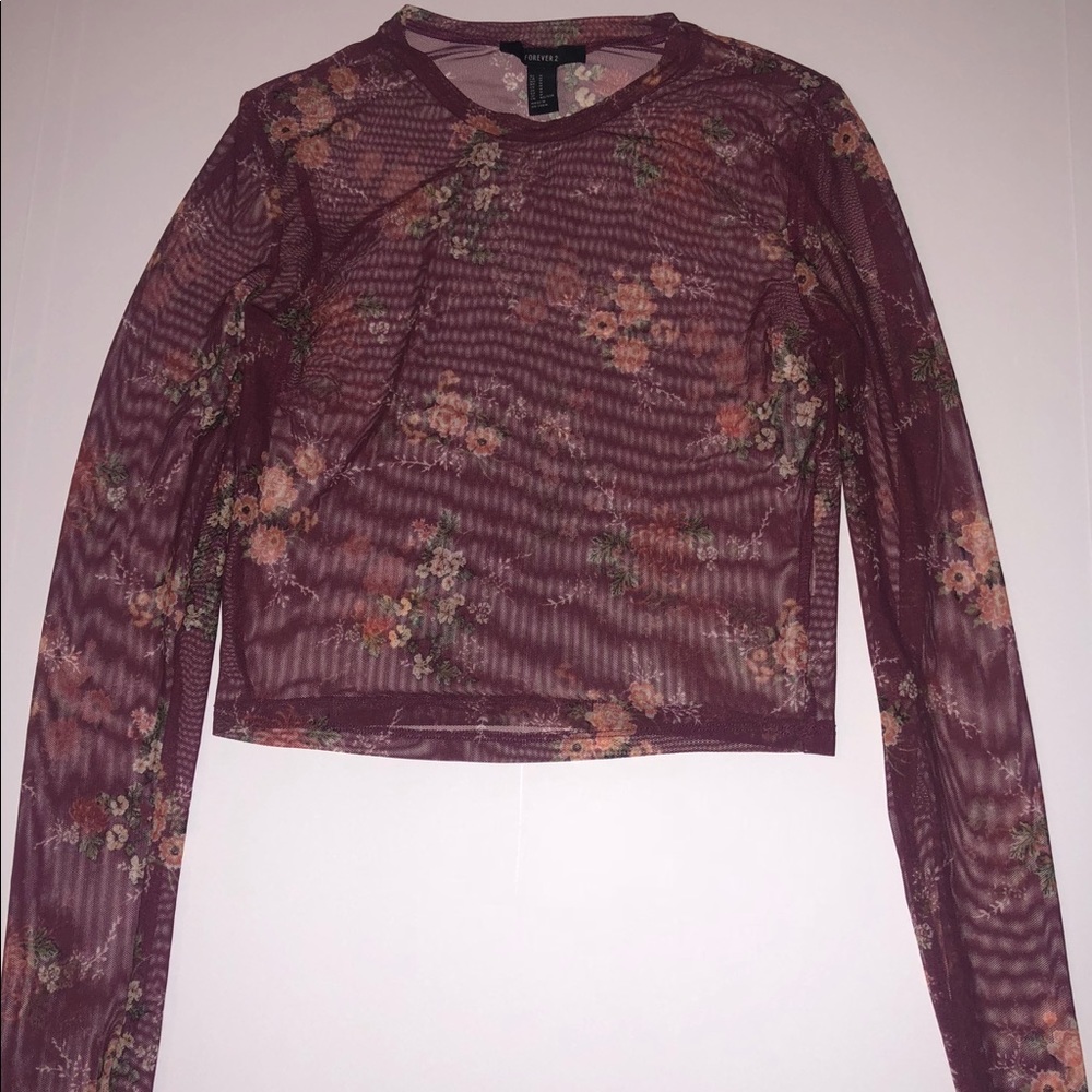 Long sleeve mesh crop top